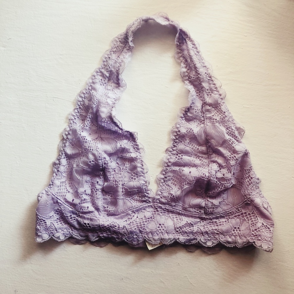 Free People Galloon Lace Halter Bra Lilac S